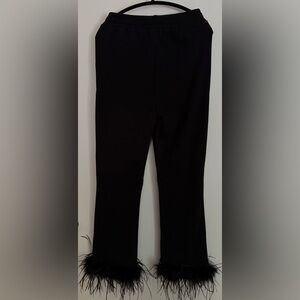 Noli Black Pants with Feather Hem